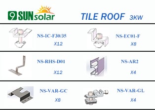 3KW Tile Roof Mounting System